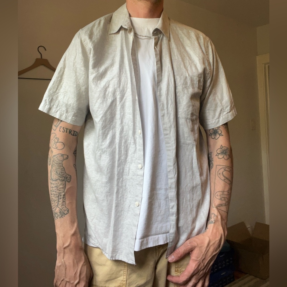 Ted Baker Cream Casual Button Down Shirt Lightweight Cotton